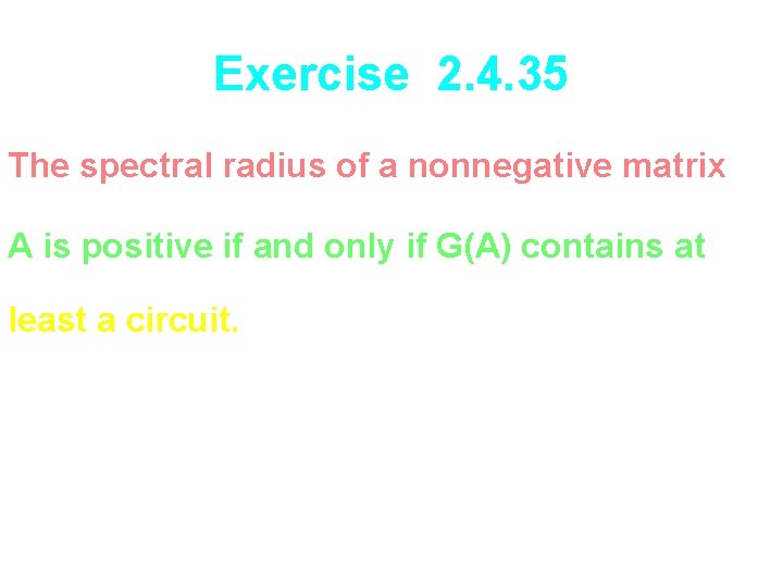 Exercise 2. 4. 35 The spectral radius of a nonnegative matrix A is positive