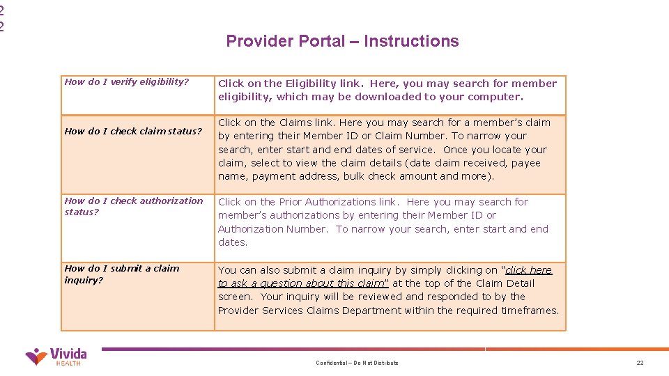 2 2 Provider Portal – Instructions How do I verify eligibility? How do I