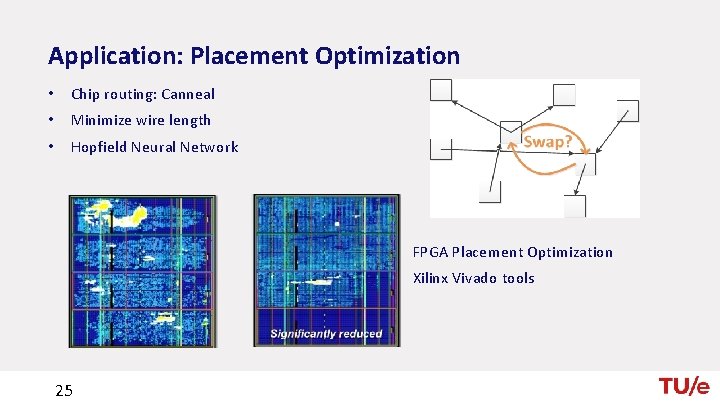 Application: Placement Optimization • Chip routing: Canneal • Minimize wire length • Hopfield Neural