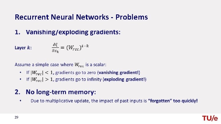 Recurrent Neural Networks - Problems 29 