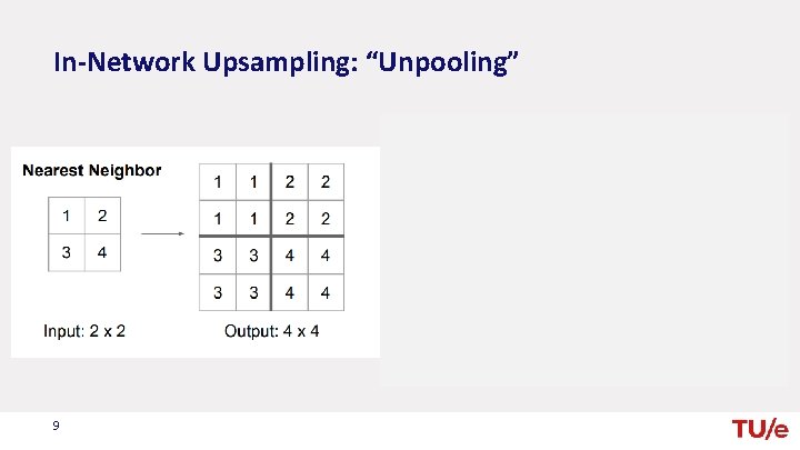 In-Network Upsampling: “Unpooling” 9 