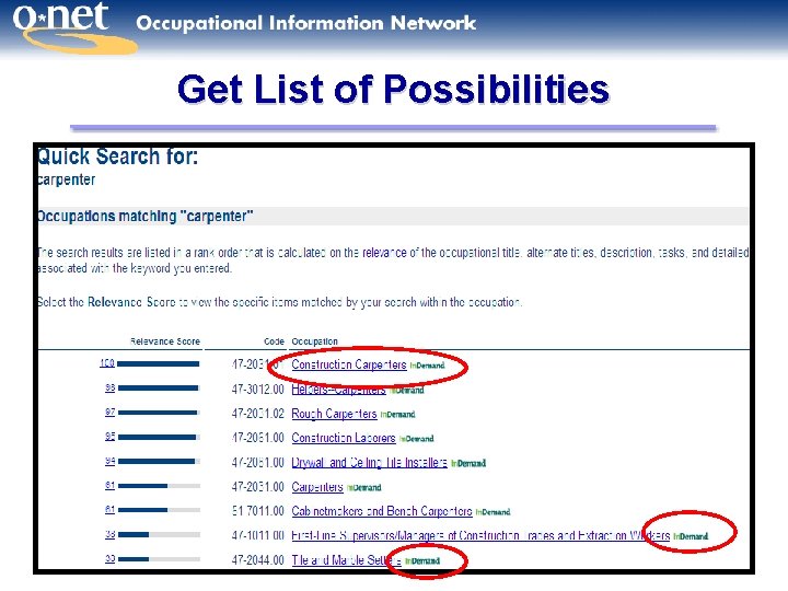Get List of Possibilities 11 