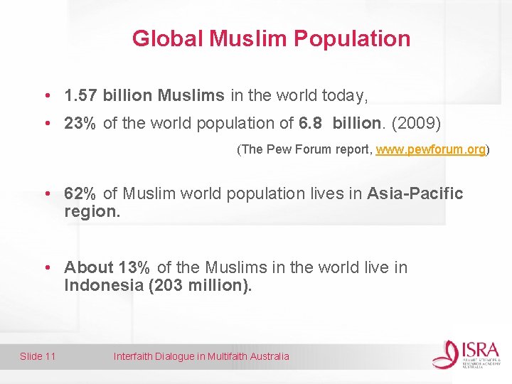 Global Muslim Population • 1. 57 billion Muslims in the world today, • 23%