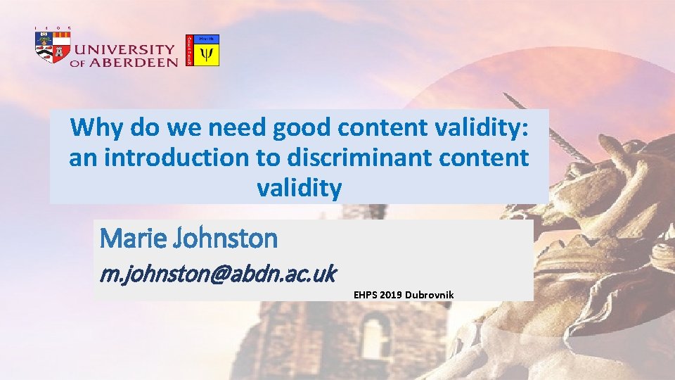 Why do we need good content validity: an introduction to discriminant content validity. Marie