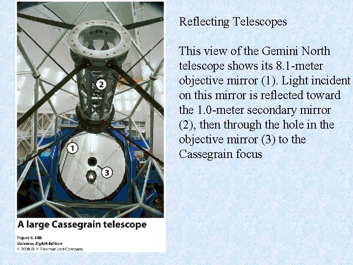 Reflecting Telescopes This view of the Gemini North telescope shows its 8. 1 -meter