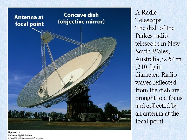 A Radio Telescope The dish of the Parkes radio telescope in New South Wales,