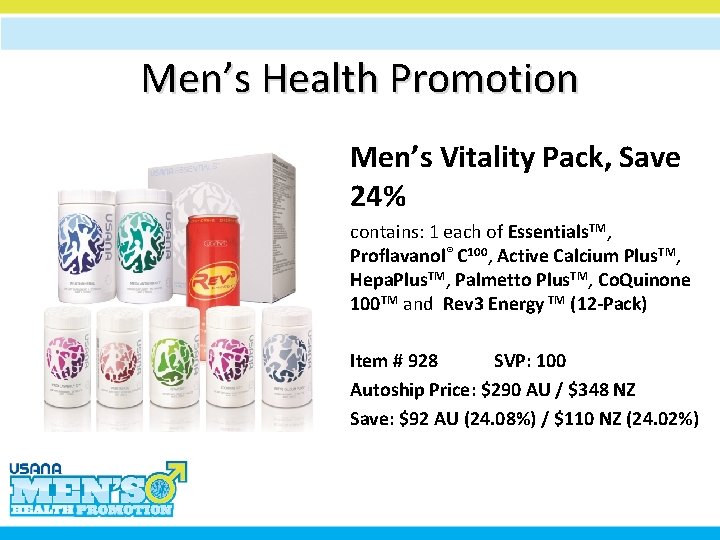 Men’s Health Promotion Men’s Vitality Pack, Save 24% contains: 1 each of Essentials. TM,