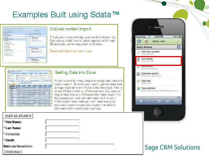 Examples Built using Sdata™ 