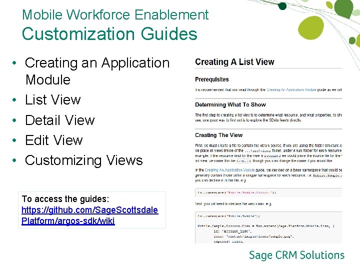 Mobile Workforce Enablement Customization Guides • Creating an Application Module • List View •