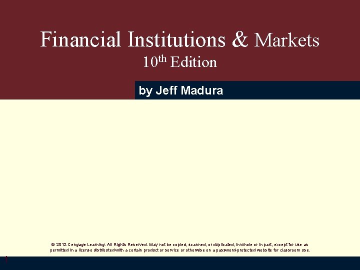 Financial Institutions Markets 10 th Edition by Jeff