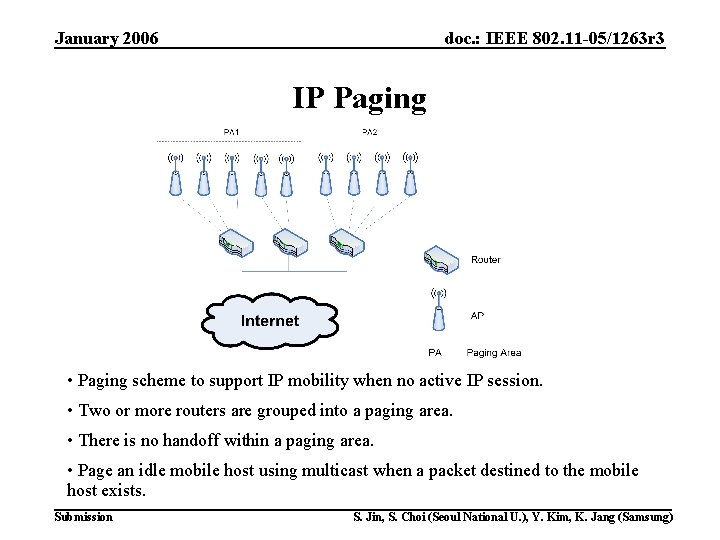 January 2006 doc. : IEEE 802. 11 -05/1263 r 3 IP Paging • Paging