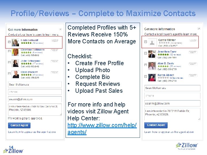 Profile/Reviews – Complete to Maximize Contacts Completed Profiles with 5+ Reviews Receive 150% More
