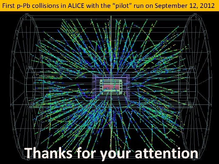 First p-Pb collisions in ALICE with the “pilot” run on September 12, 2012 Thanks