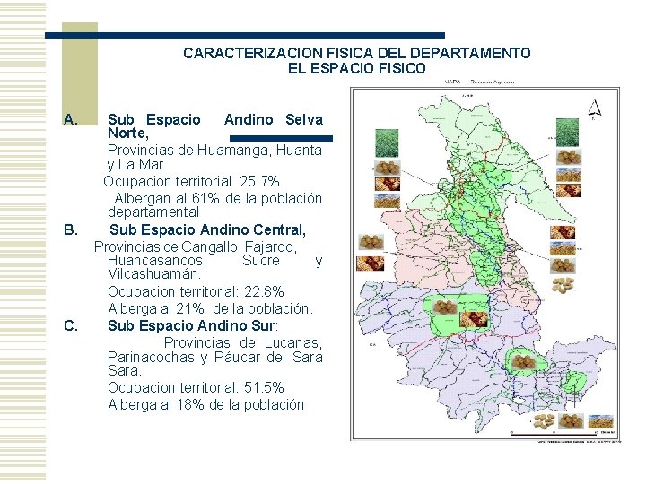 CARACTERIZACION FISICA DEL DEPARTAMENTO EL ESPACIO FISICO A. B. C. Sub Espacio Andino Selva