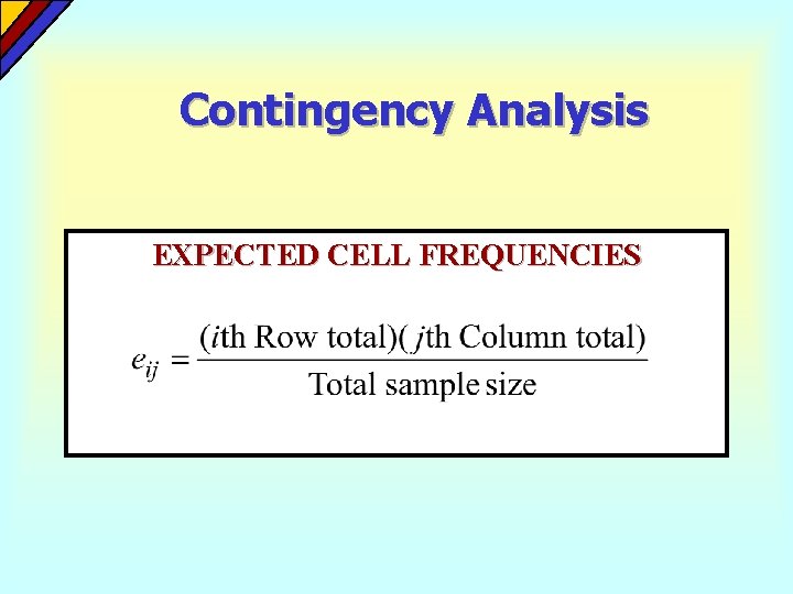 Contingency Analysis EXPECTED CELL FREQUENCIES 