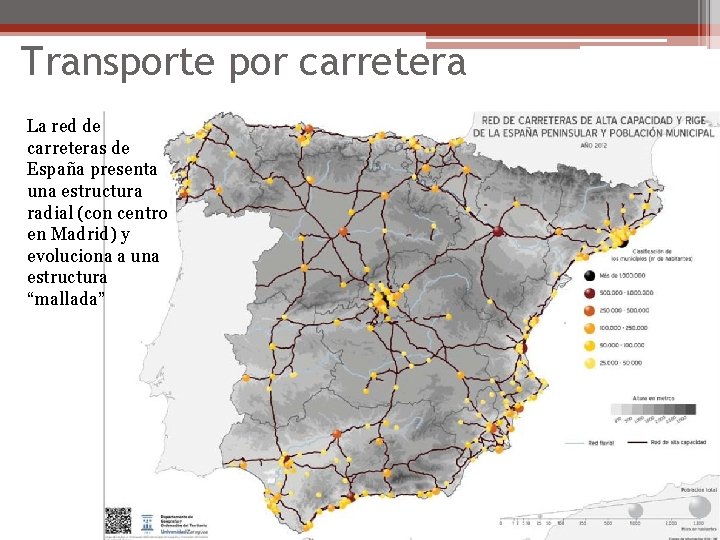 Transporte por carretera La red de carreteras de España presenta una estructura radial (con