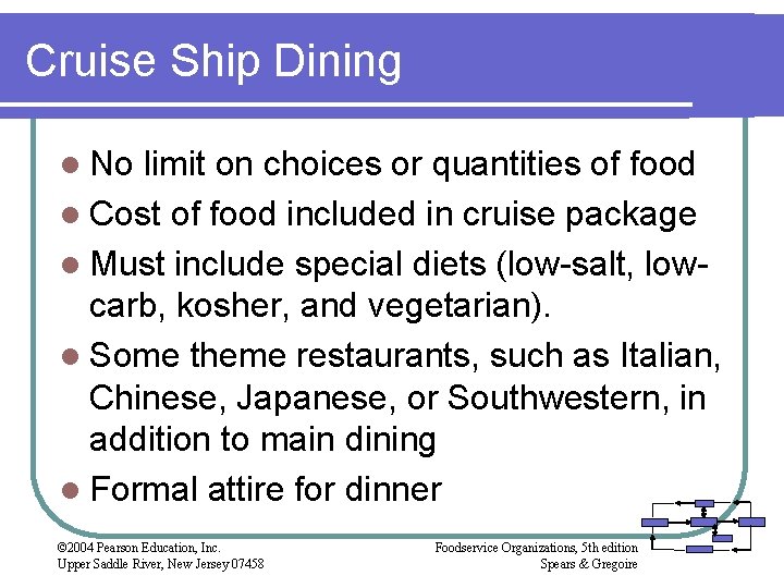 Cruise Ship Dining l No limit on choices or quantities of food l Cost