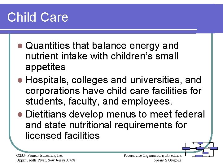 Child Care l Quantities that balance energy and nutrient intake with children’s small appetites