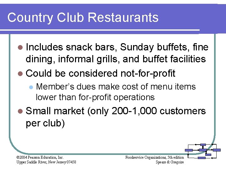 Country Club Restaurants l Includes snack bars, Sunday buffets, fine dining, informal grills, and