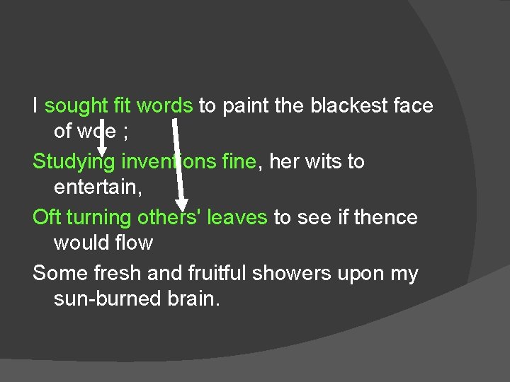 I sought fit words to paint the blackest face of woe ; Studying inventions