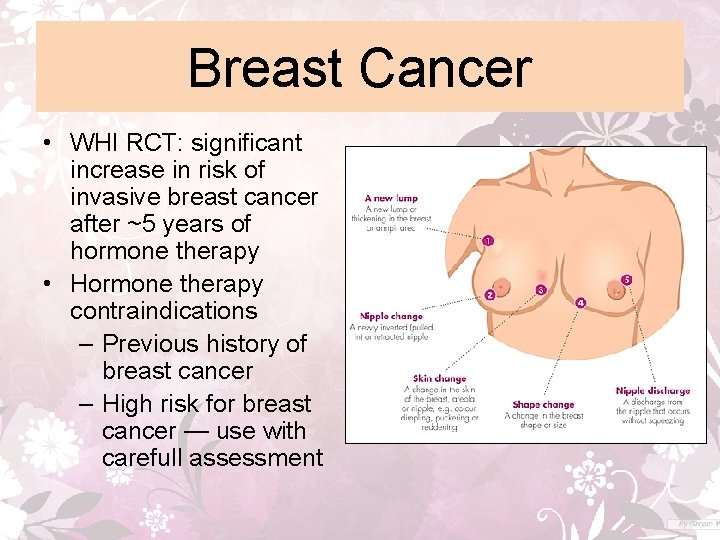 Breast Cancer • WHI RCT: significant increase in risk of invasive breast cancer after