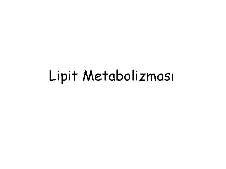 Lipit Metabolizması 
