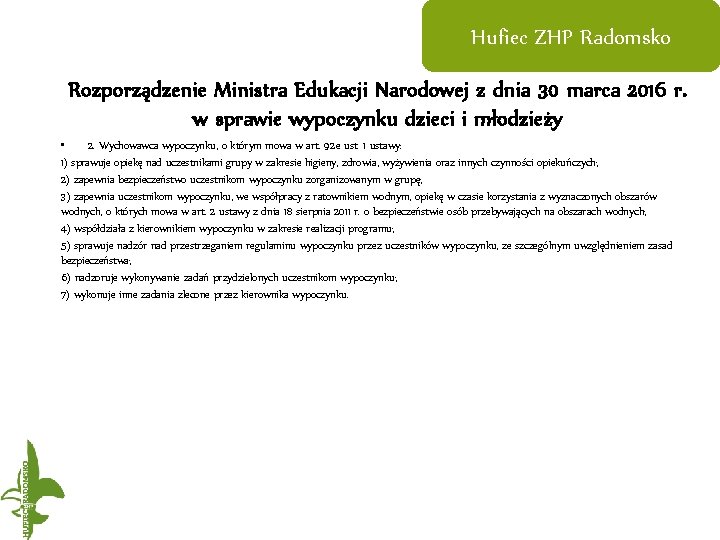 Hufiec ZHP Radomsko Rozporządzenie Ministra Edukacji Narodowej z dnia 30 marca 2016 r. w