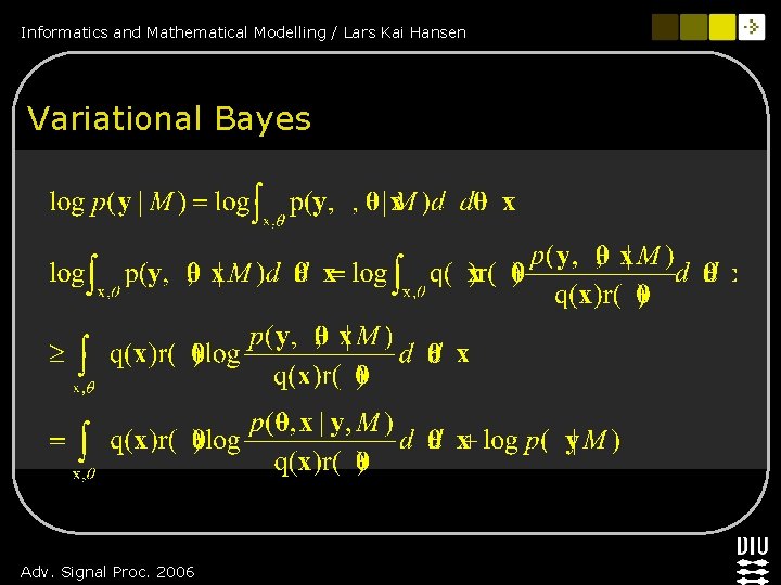 Informatics and Mathematical Modelling / Lars Kai Hansen Variational Bayes Adv. Signal Proc. 2006