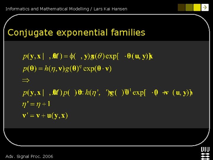 Informatics and Mathematical Modelling / Lars Kai Hansen Conjugate exponential families Adv. Signal Proc.