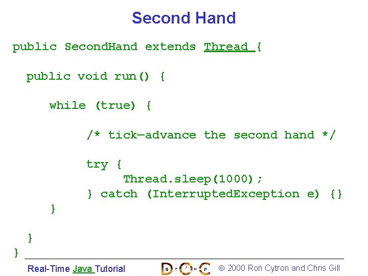 Second Hand public Second. Hand extends Thread { public void run() { while (true)