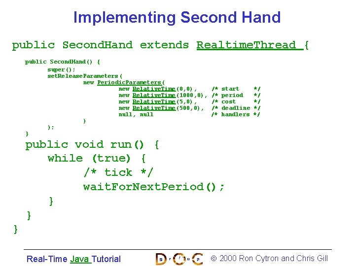 Implementing Second Hand public Second. Hand extends Realtime. Thread { public Second. Hand() {