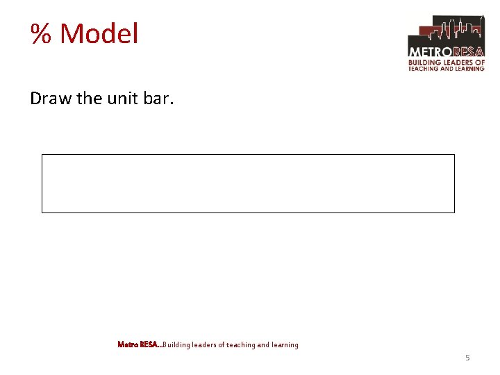 % Model Draw the unit bar. Metro RESA. . . Building leaders of teaching