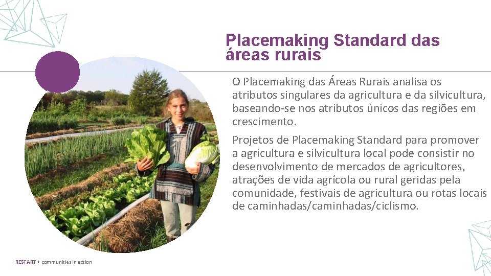 Placemaking Standard das áreas rurais O Placemaking das Áreas Rurais analisa os atributos singulares