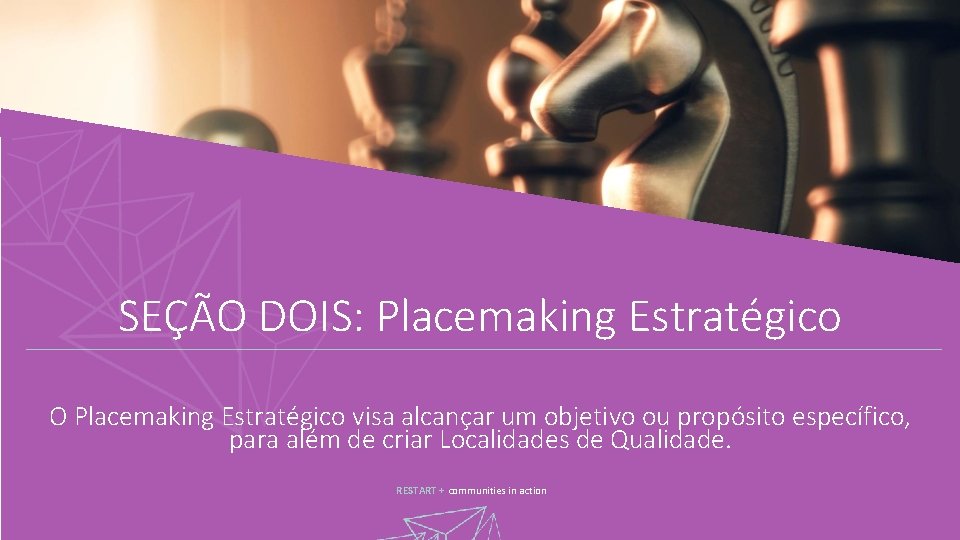 SEÇÃO DOIS: Placemaking Estratégico O Placemaking Estratégico visa alcançar um objetivo ou propósito específico,