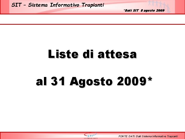 SIT – Sistema Informativo Trapianti *Dati SIT 8 agosto 2009 Liste di attesa al