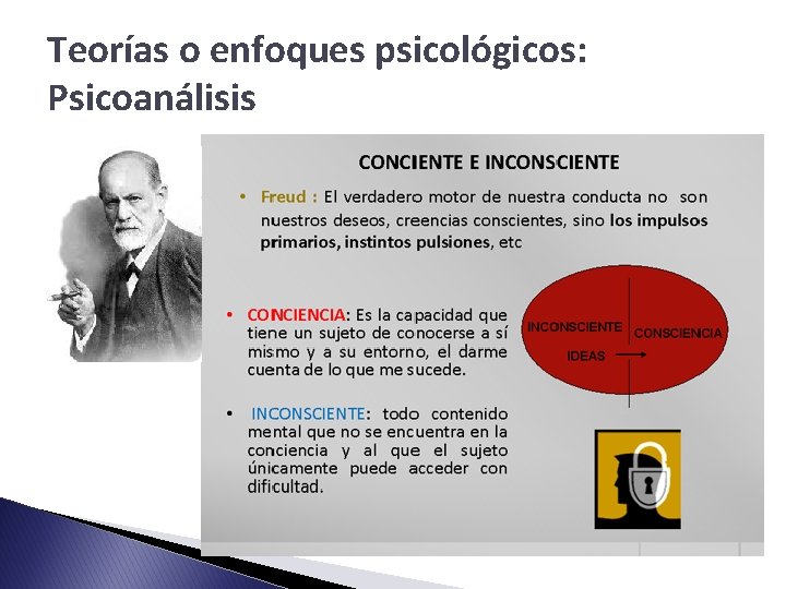 Teorías o enfoques psicológicos: Psicoanálisis 