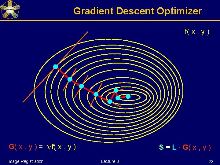 Gradient Descent Optimizer f( x , y ) Image Registration ∆ G( x ,