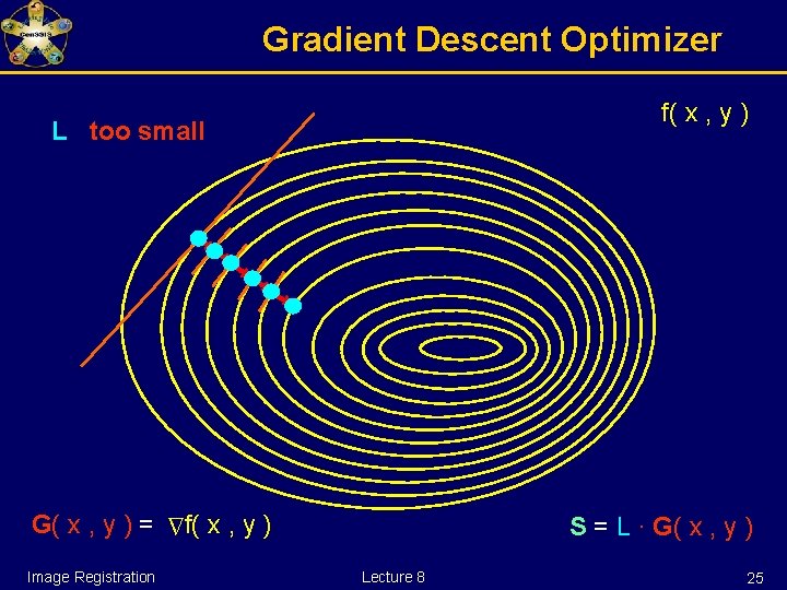 Gradient Descent Optimizer f( x , y ) L too small Image Registration ∆