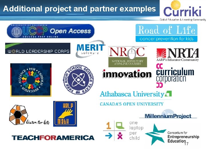 Additional project and partner examples 17 