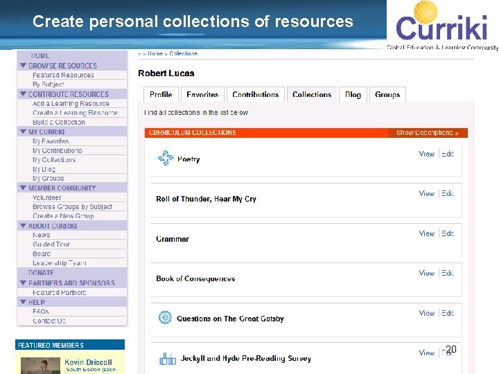Create personal collections of resources 20 
