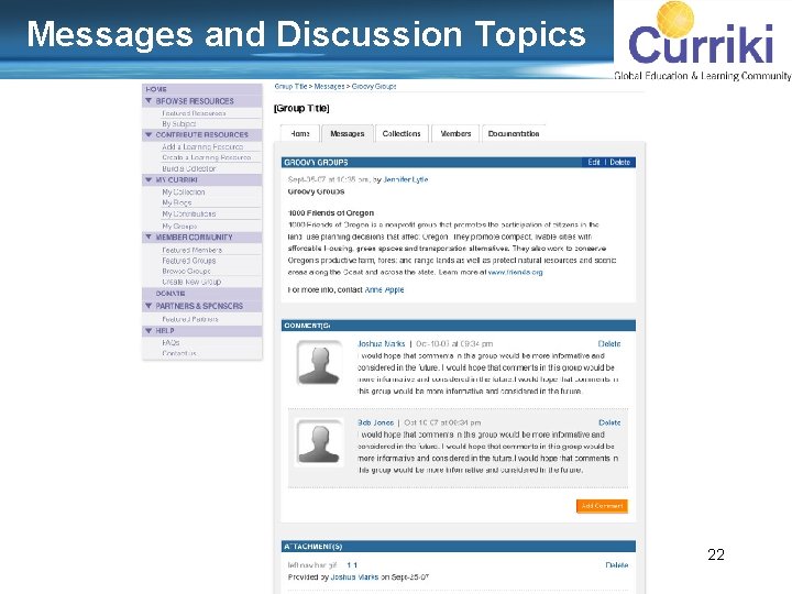 Messages and Discussion Topics 22 