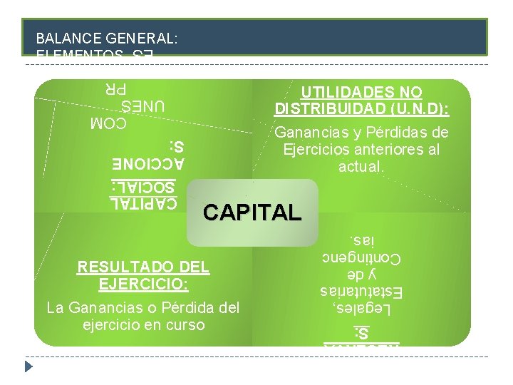 BALANCE GENERAL: ELEMENTOS UTILIDADES NO DISTRIBUIDAD (U. N. D): Ganancias y Pérdidas de Ejercicios
