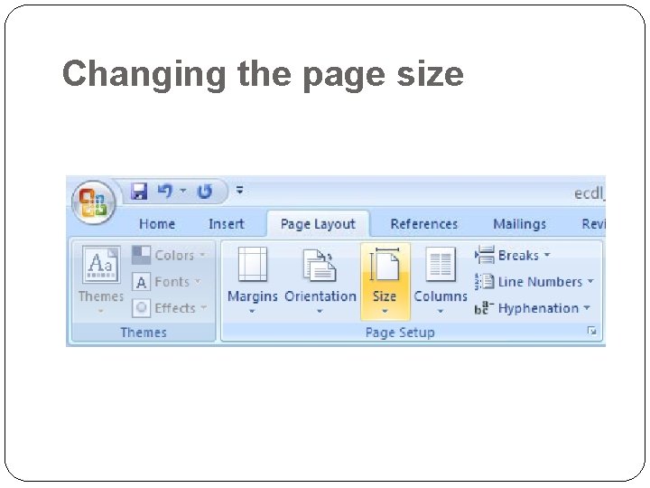 Changing the page size 