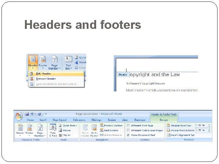 Headers and footers 