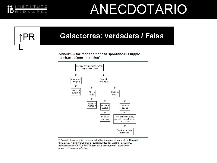 ANECDOTARIO ↑PR L UNIDAD BAJA / Falsa Galactorrea: verdadera RESPONDEDORA 