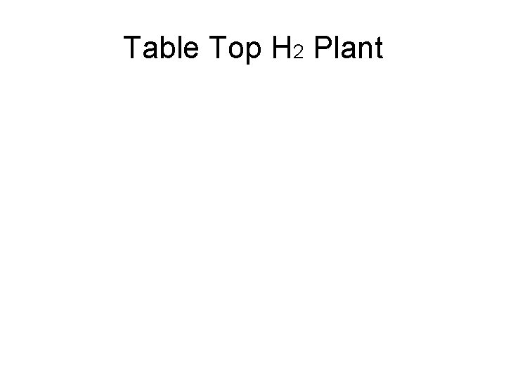 Table Top H 2 Plant 