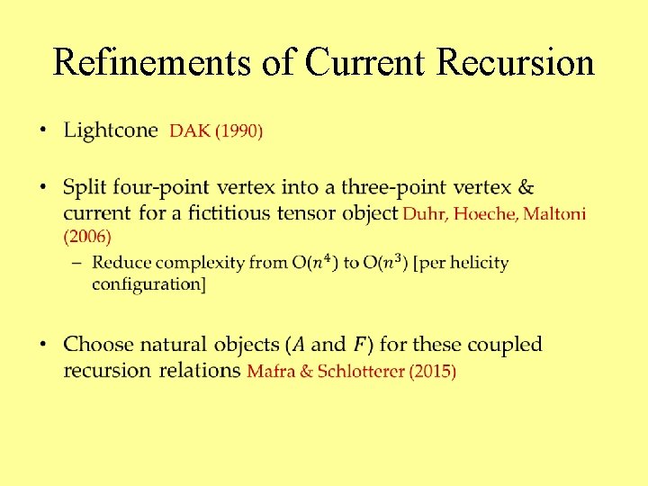 Refinements of Current Recursion • 