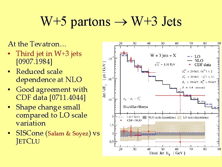 W+5 partons W+3 Jets At the Tevatron… • Third jet in W+3 jets [0907.