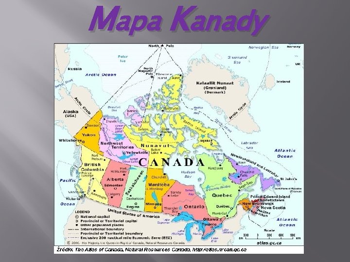Mapa Kanady 