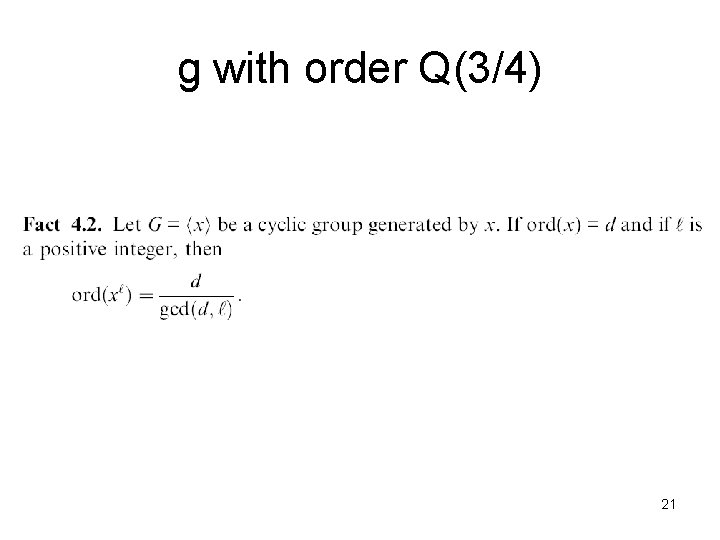 g with order Q(3/4) 21 